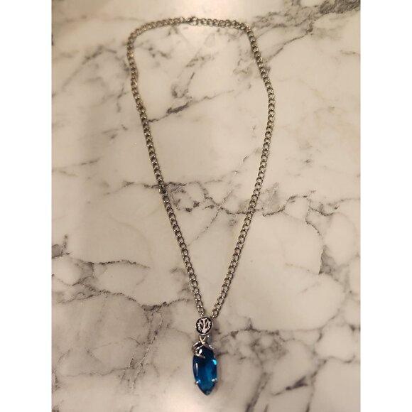 Final Fantasy Blue Crystal Pendant Necklace With Silver-Tone Chain - Picture 3 of 5